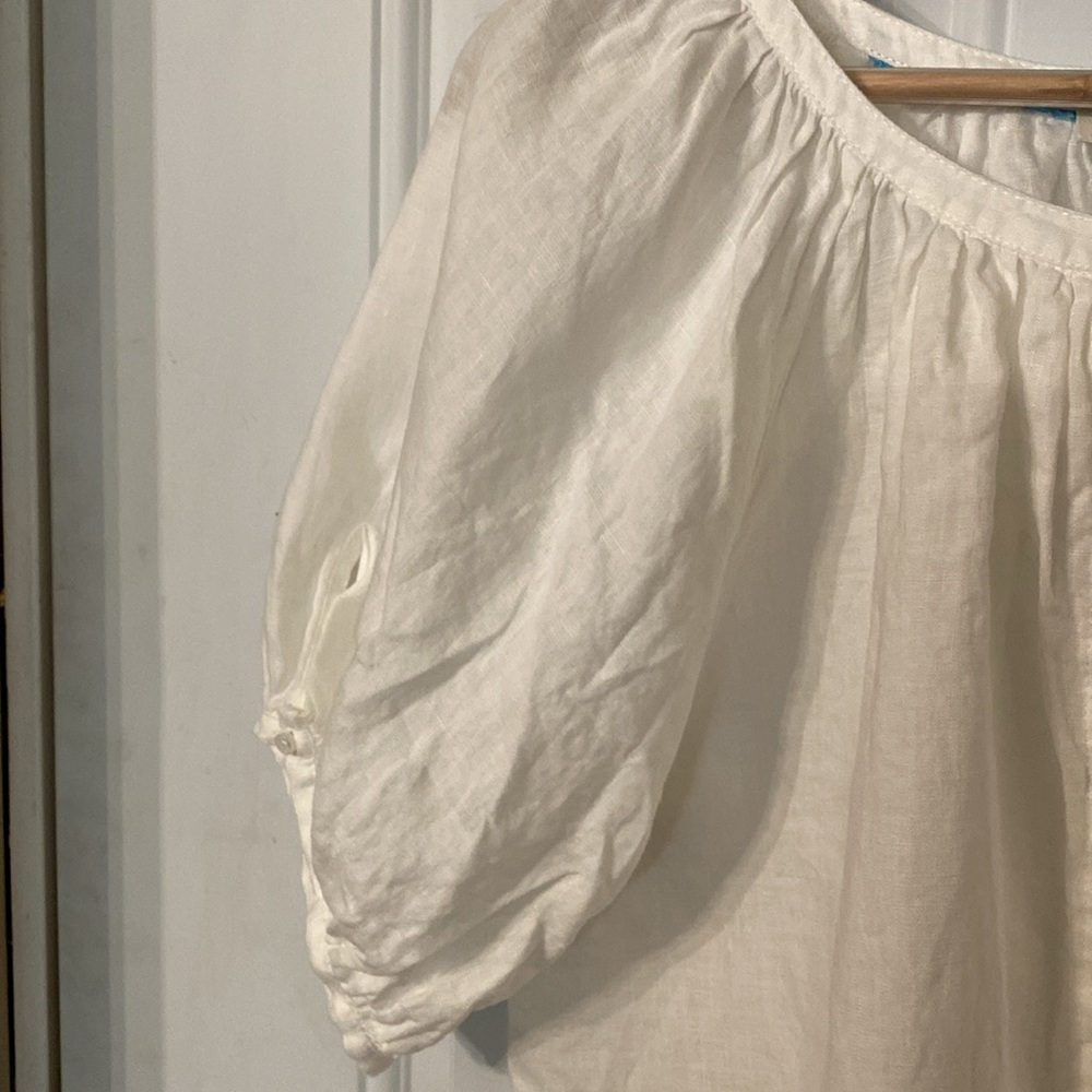 NWOT Sundance Graceful Days White 100% Linen Button Top - Picture 8 of 15